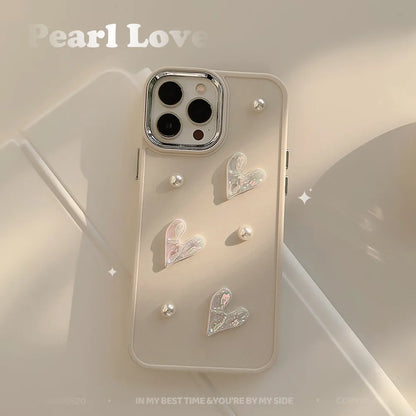 Cute 3D Pearl Love Heart Phone Case