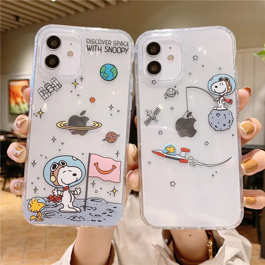 Snoopy astronaut Cartoon Transparent Phone Case