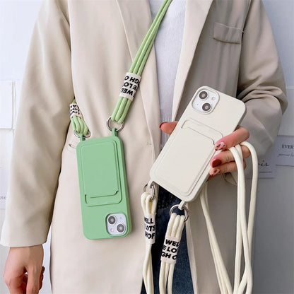 Lanyard Strap Card Holder Candy Soft Silicone Phone Case