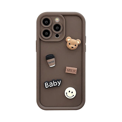 Cute Cartoon 3D Coffee Bear Phone Case