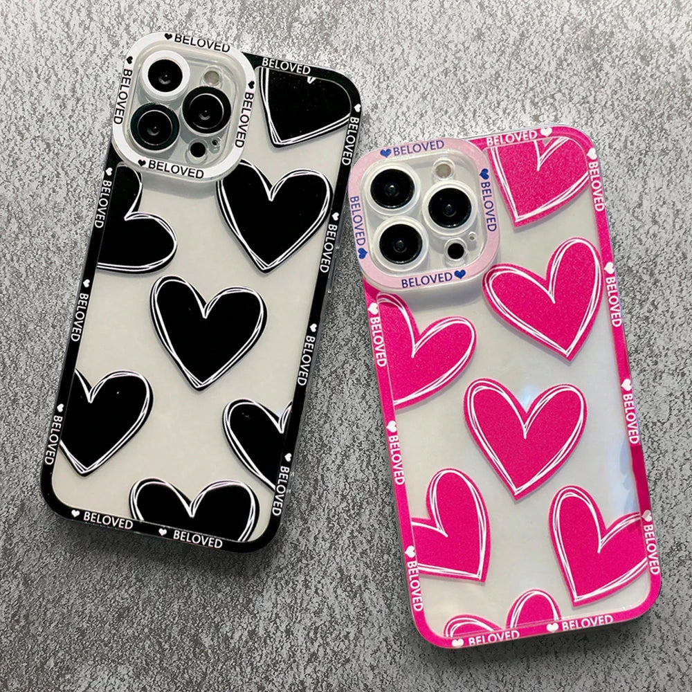 Luxury Love Heart Soft Clear Phone Case