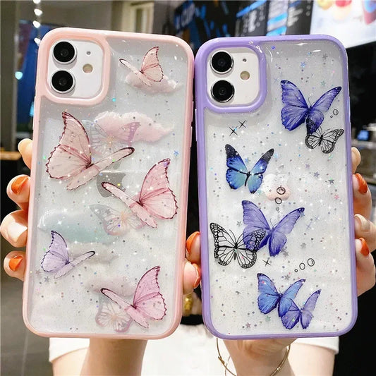 Cartoon Clear Glitter Butterfly Soft Shockproof Phone Case