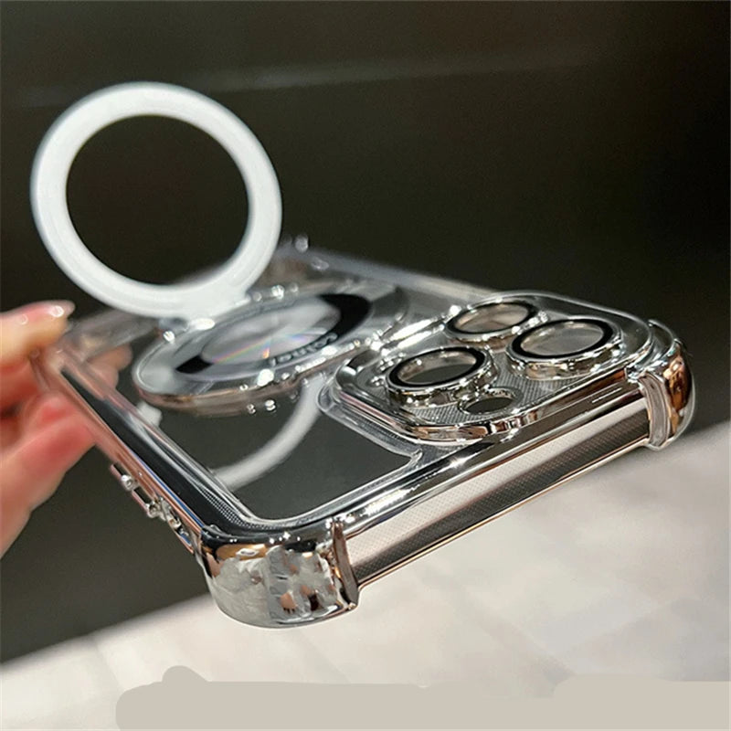 Luxury Magsafe Magnetic Plating Frame Stand Phone Case