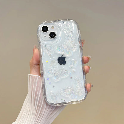 3D Butterfly Crystal Bling Glitter Clear Phone Case