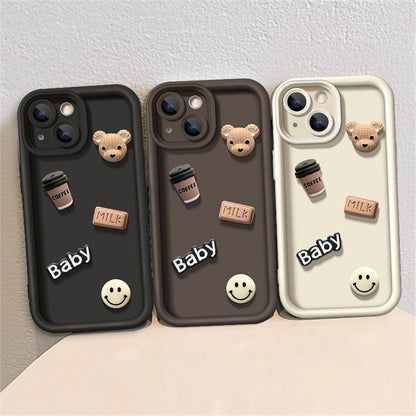 Cute Cartoon 3D Coffee Bear Phone Case