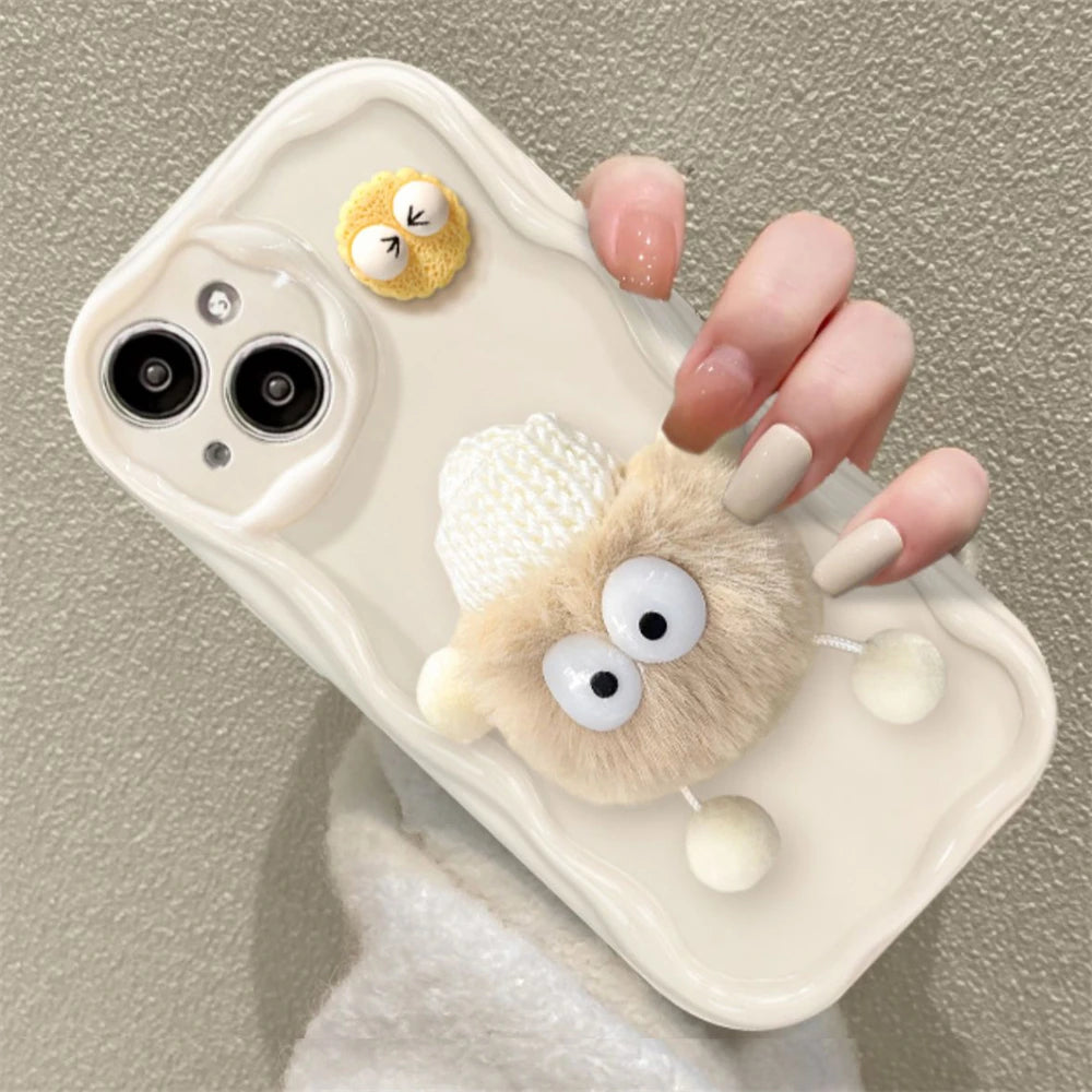 Cute 3D Fluffy Briquettes Phone Case