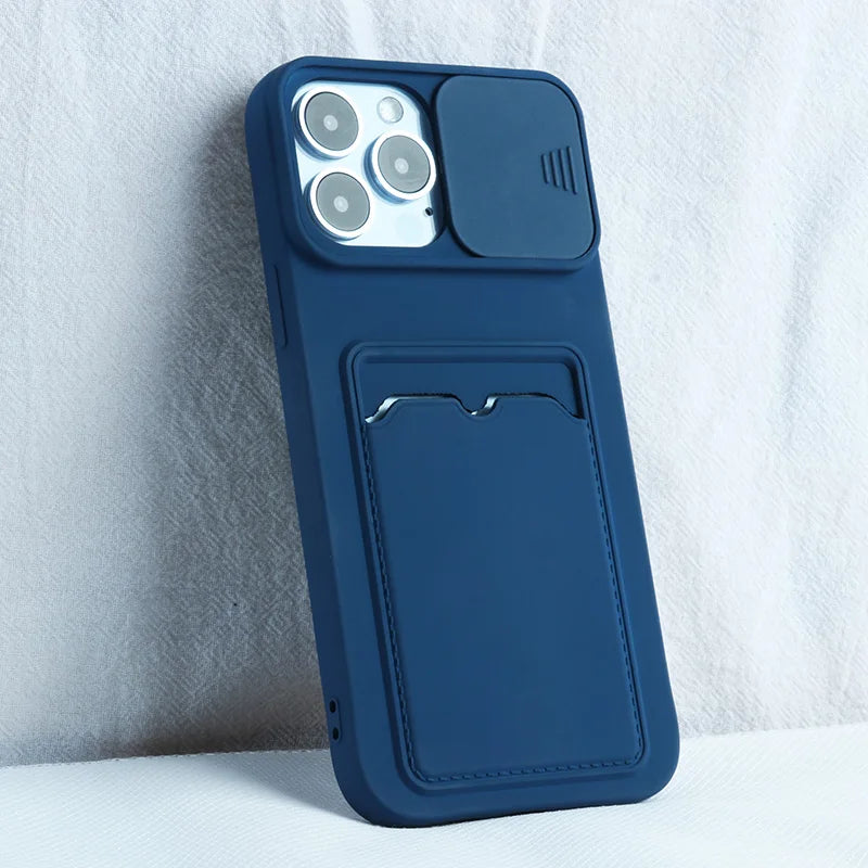 Slide Camera Protection Wallet Holder Card Bag Phone Case