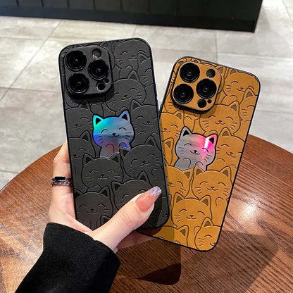 Luxury Cartoon Cats Laser Phone Case