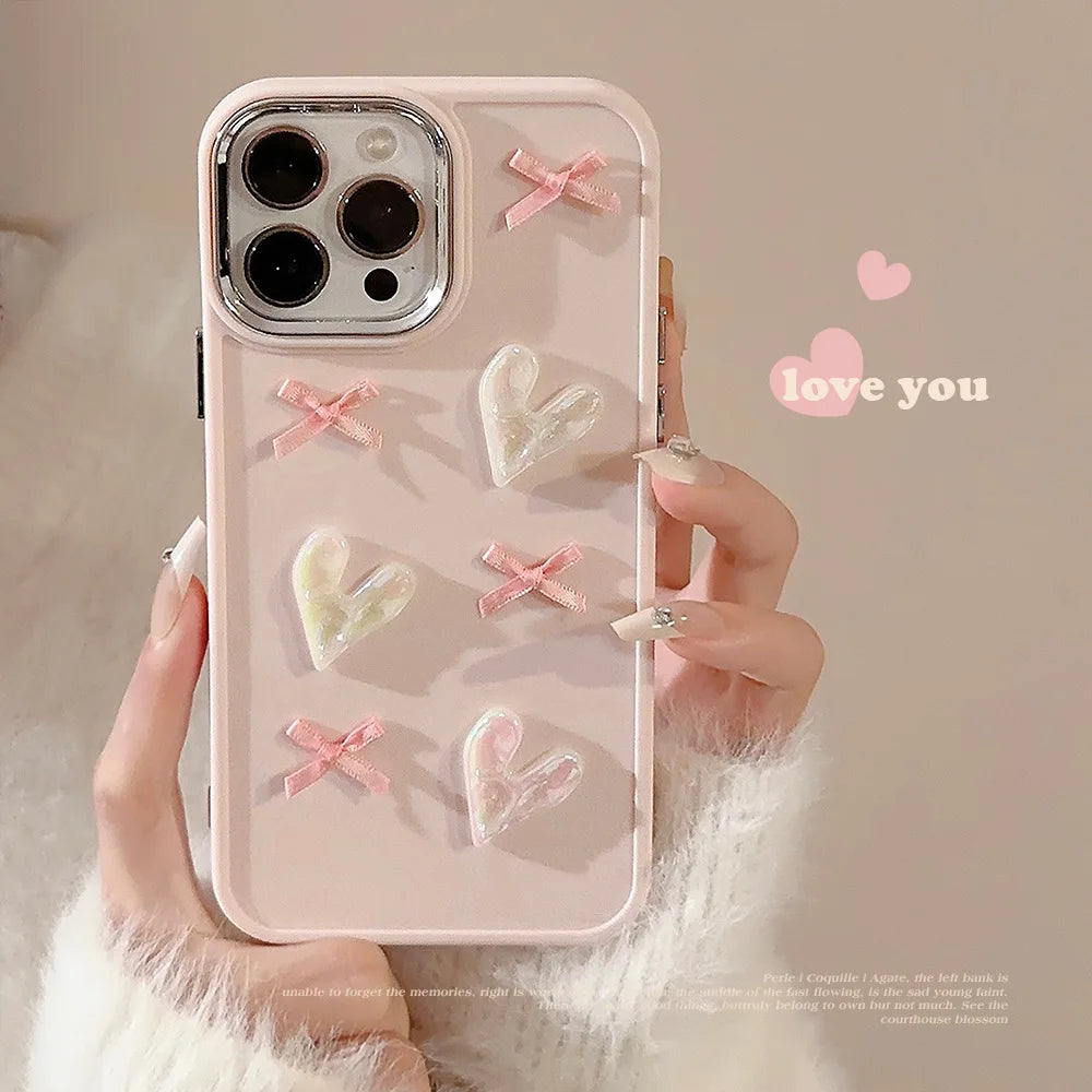 Cute 3D Pearl Love Heart Phone Case