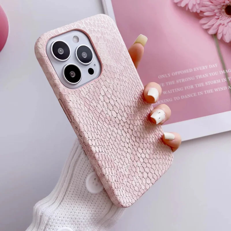 Luxury Chic Snake Texture Leather Phone Case