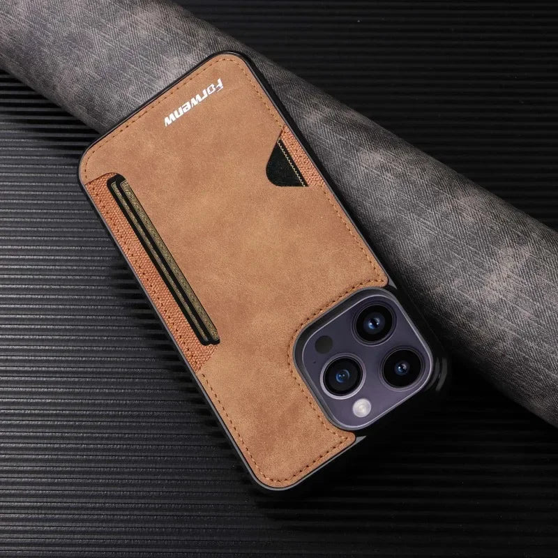 PU Leather Retro Card Holder Phone Case