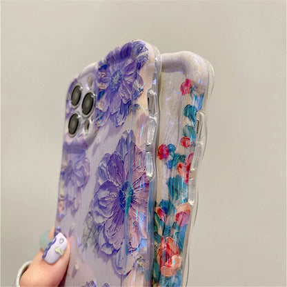 Luxury Laser Oil Painting Flowers Phone Case