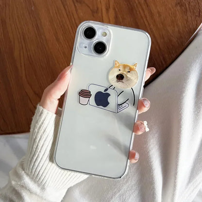 Funny Cartoon Working Cats and Dogs Clear Phone Case