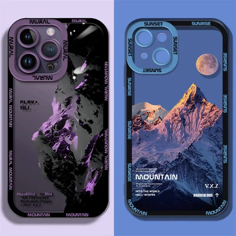 INS Purple Blue Sunset Snow Mountain Phone Case