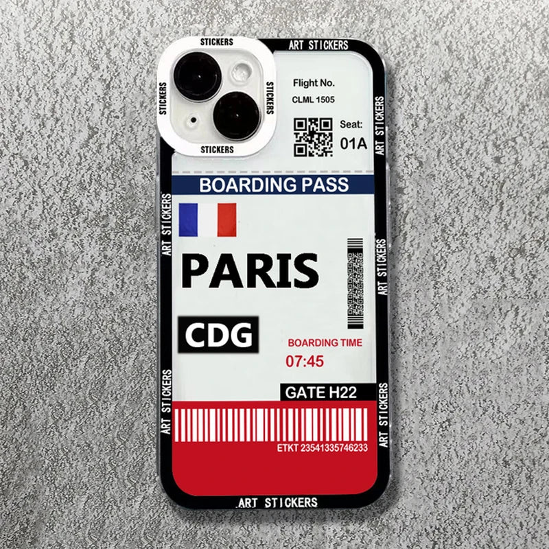 World City Travel Ticket Label Soft Phone Case