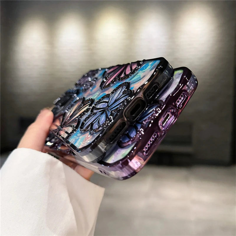 Luxury Plating Colour Fashion Flowers Phone Case