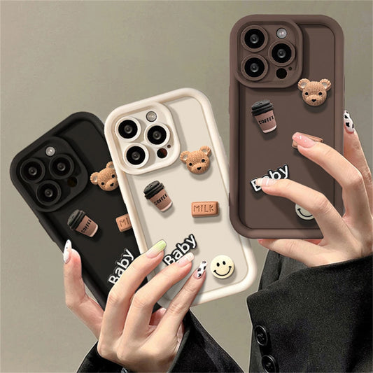 Cute Cartoon 3D Coffee Bear Phone Case