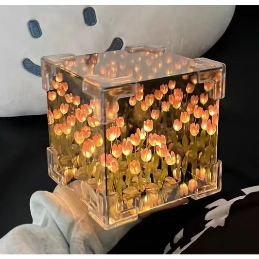 Tulip Flower Sea Cube Three-Dimensional Small Night Lamp