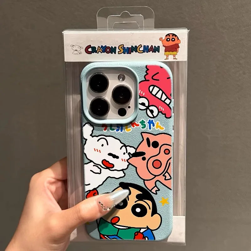 Cute S-Shin-chans Fashion TPU Imitation Leather Phone Case