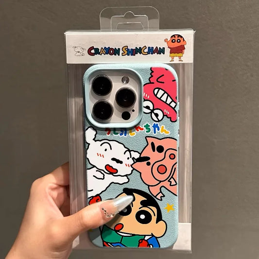 Cute S-Shin-chans Fashion TPU Imitation Leather Phone Case