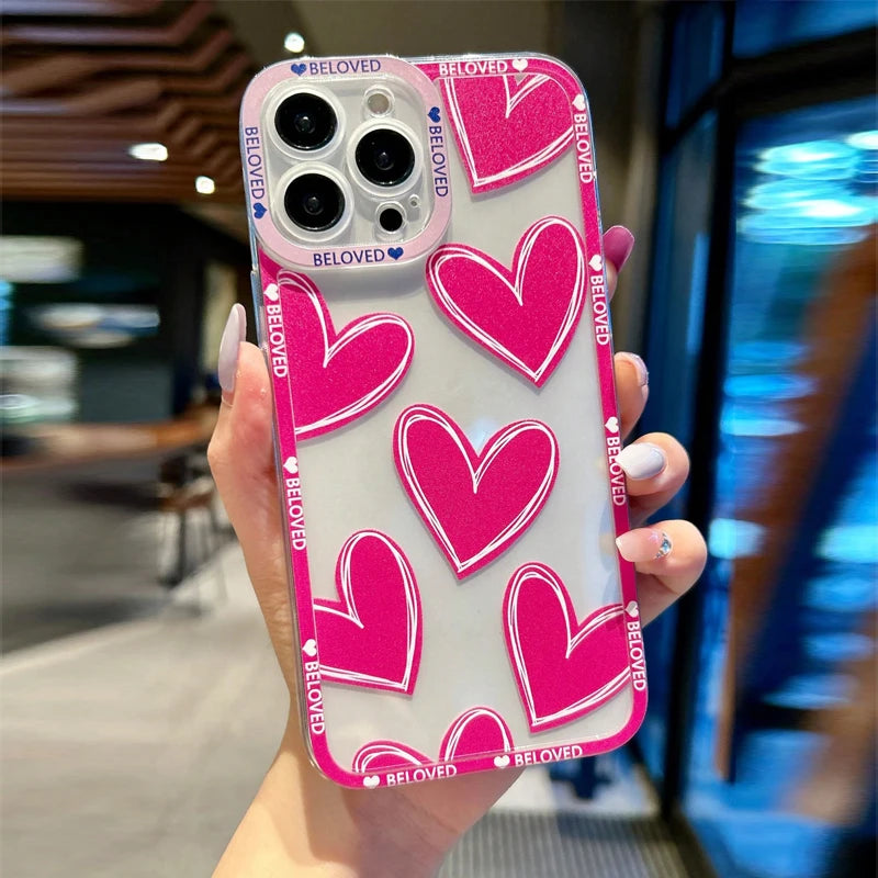 Luxury Love Heart Soft Clear Phone Case