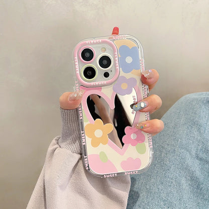 Love Heart Flowers Mirror Phone Case