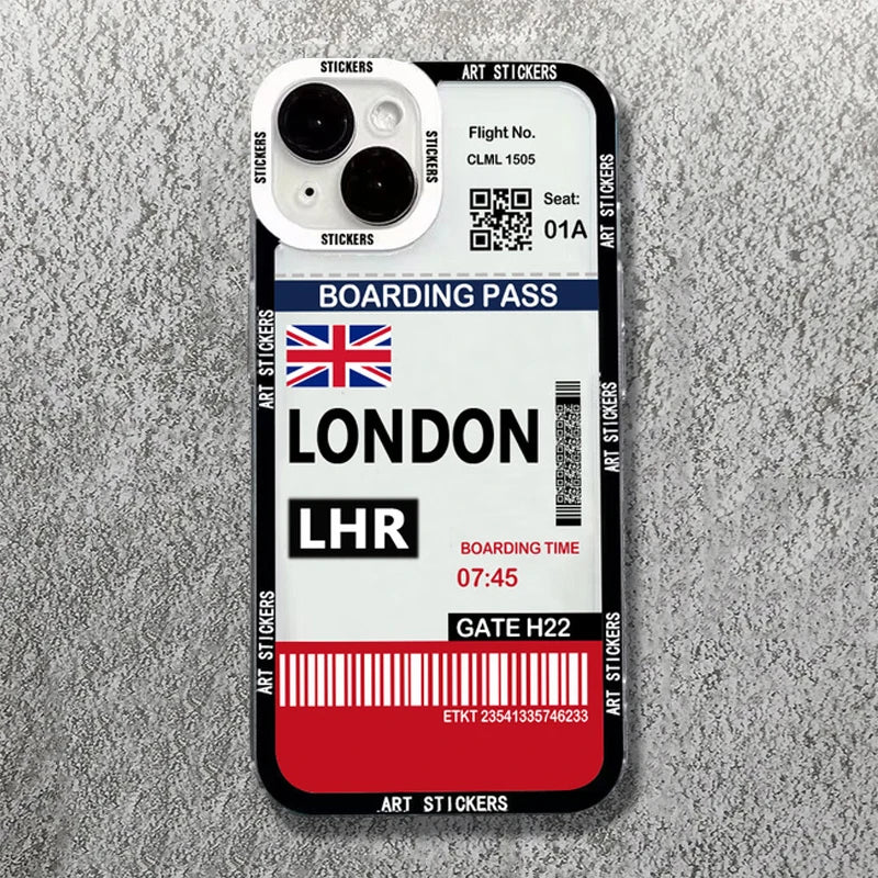 World City Travel Ticket Label Soft Phone Case